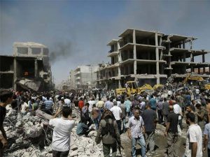 Russian, Syrian missiles pound Aleppo